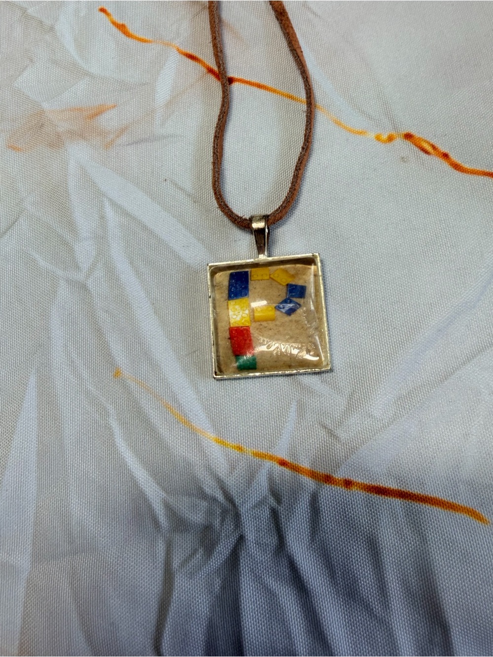 Mosaic Tile Pendent Necklace vintage